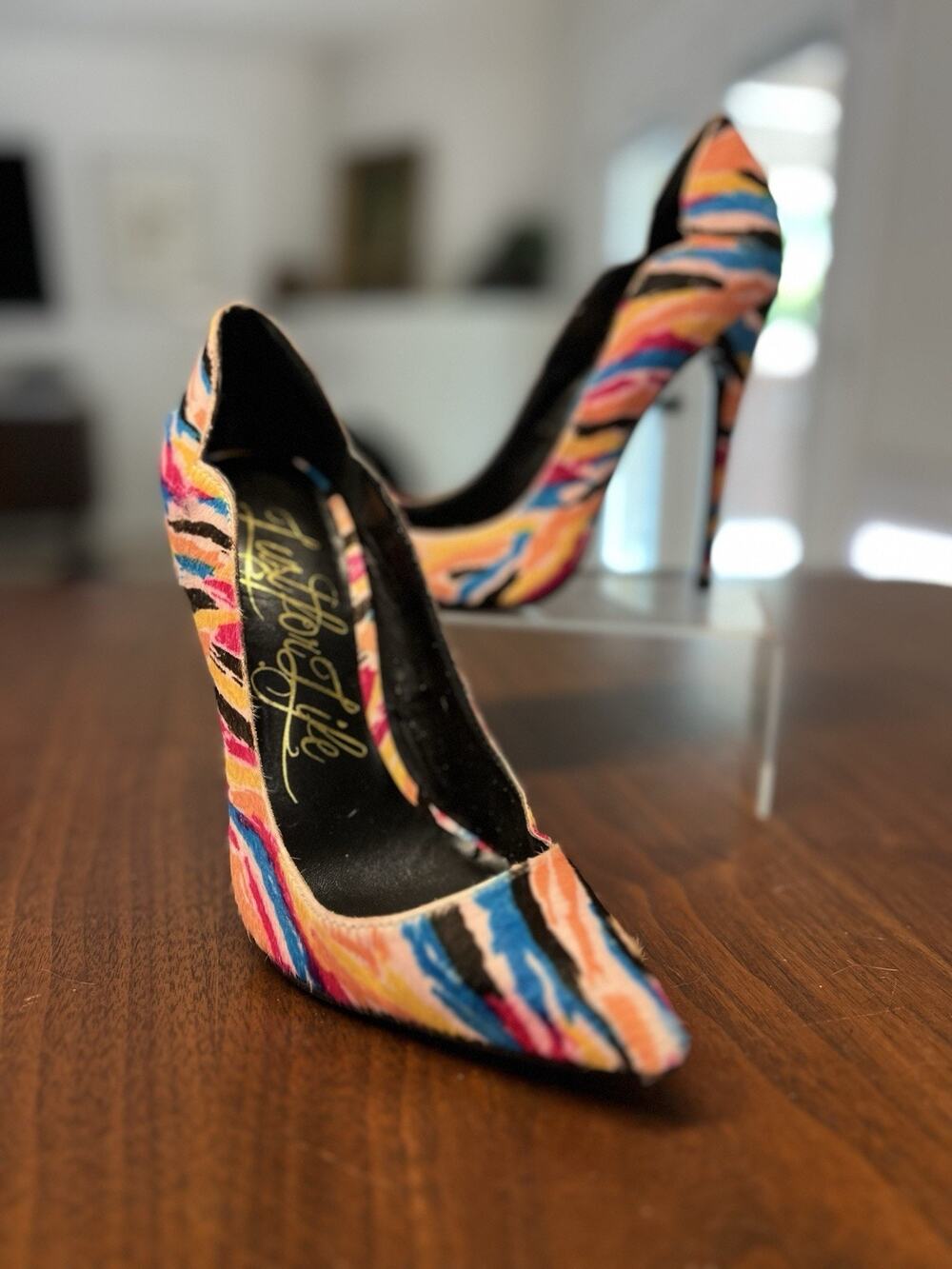 Lust For Life Kash Wild Multi Pony Fur Pumps Stiletto Pointed Toe Women’s Size 6